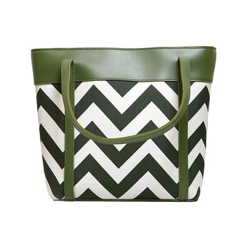 Olive Chevron Canvas Tote