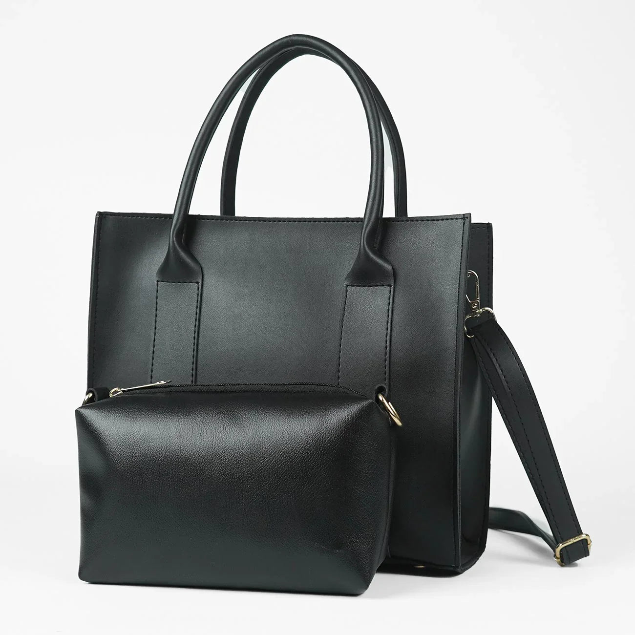 Classic Black 2-in-1 Tote & Pouch Set