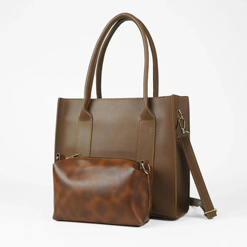 Mocha Brown 2-in-1 Tote & Pouch Set