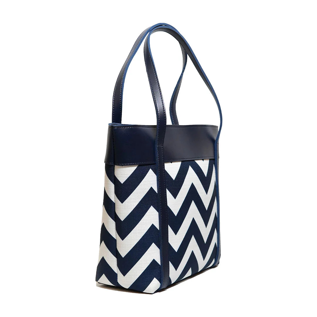 Nautical Chevron Blue & White Tote