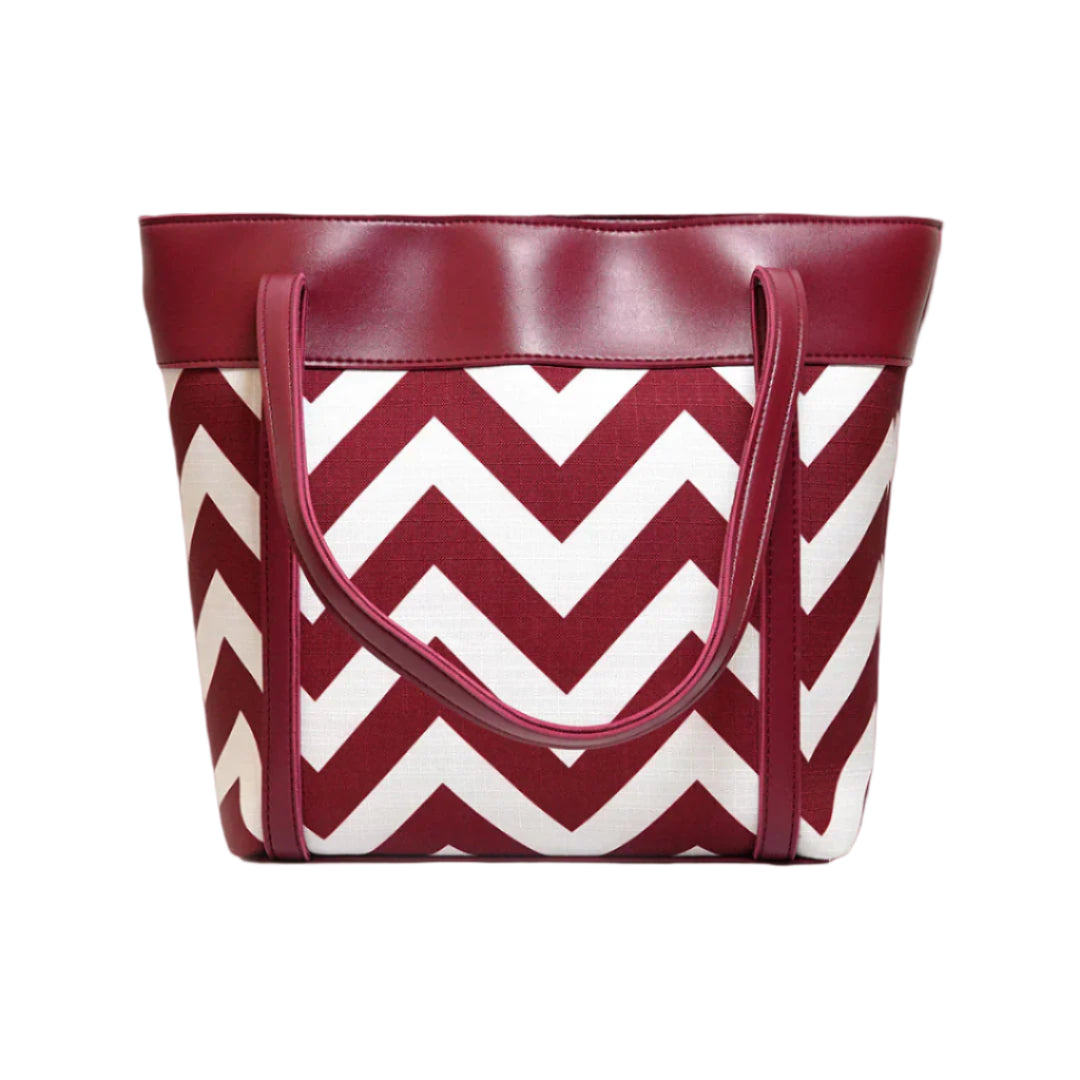 Maroon Chevron Canvas Tote