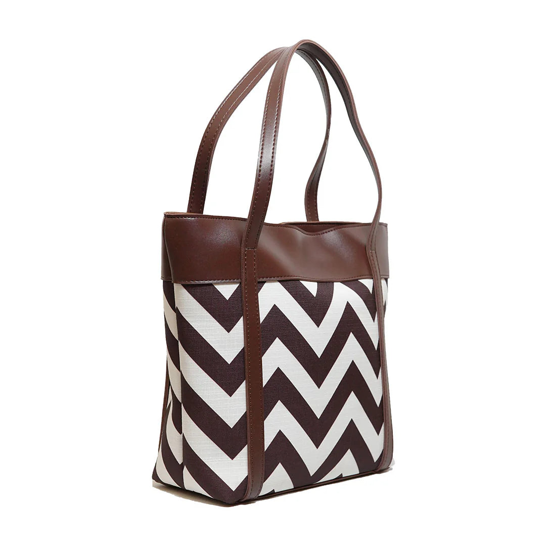 Chevron Chic Brown & White Tote