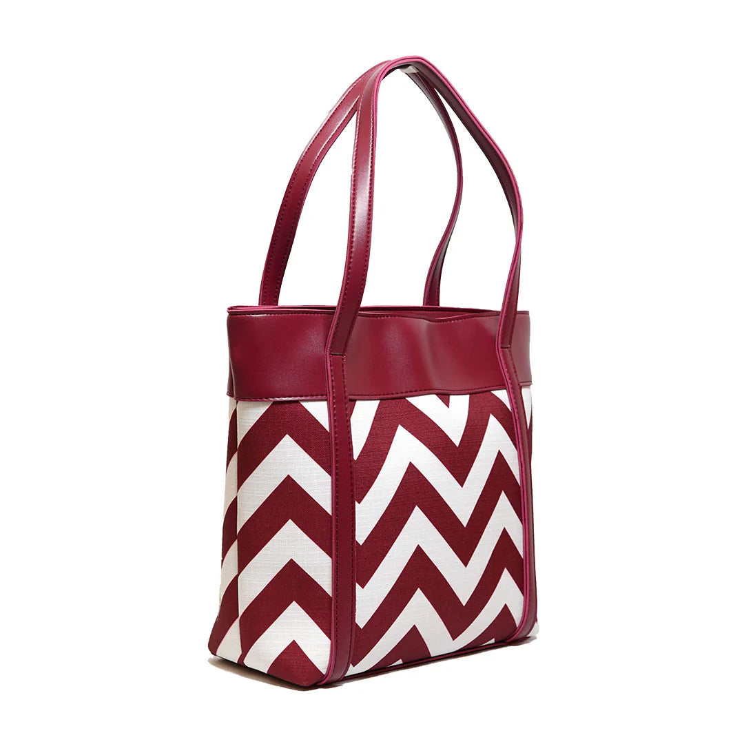 Maroon Chevron Canvas Tote
