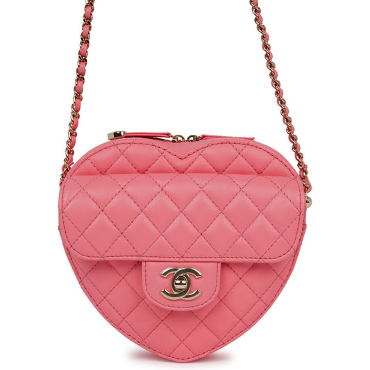 Chanel CC In Love Large Heart Bag Pink Lambskin Light Gold Hardware - Fashiono