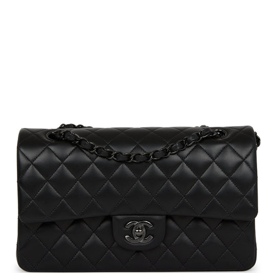 Chanel Medium Classic Double Flap Bag SO Black Lambskin Black Hardware - Fashiono