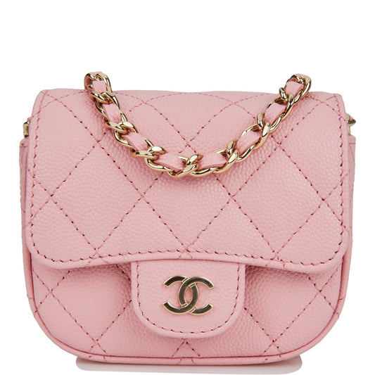 Chanel Mini Clutch With Chain Bag Pink Caviar Gold Hardware - Fashiono