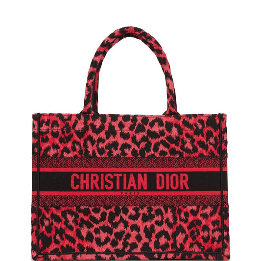 Christian Dior Book Tote Fuchsia Leopard Canvas - Fashiono