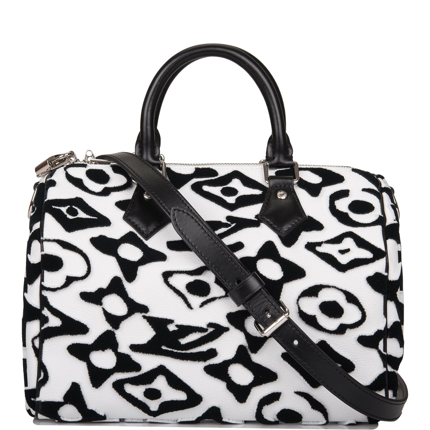 Louis Vuitton x UF Black and White Tufted Monogram Speedy Bandouliere 25 - Fashiono