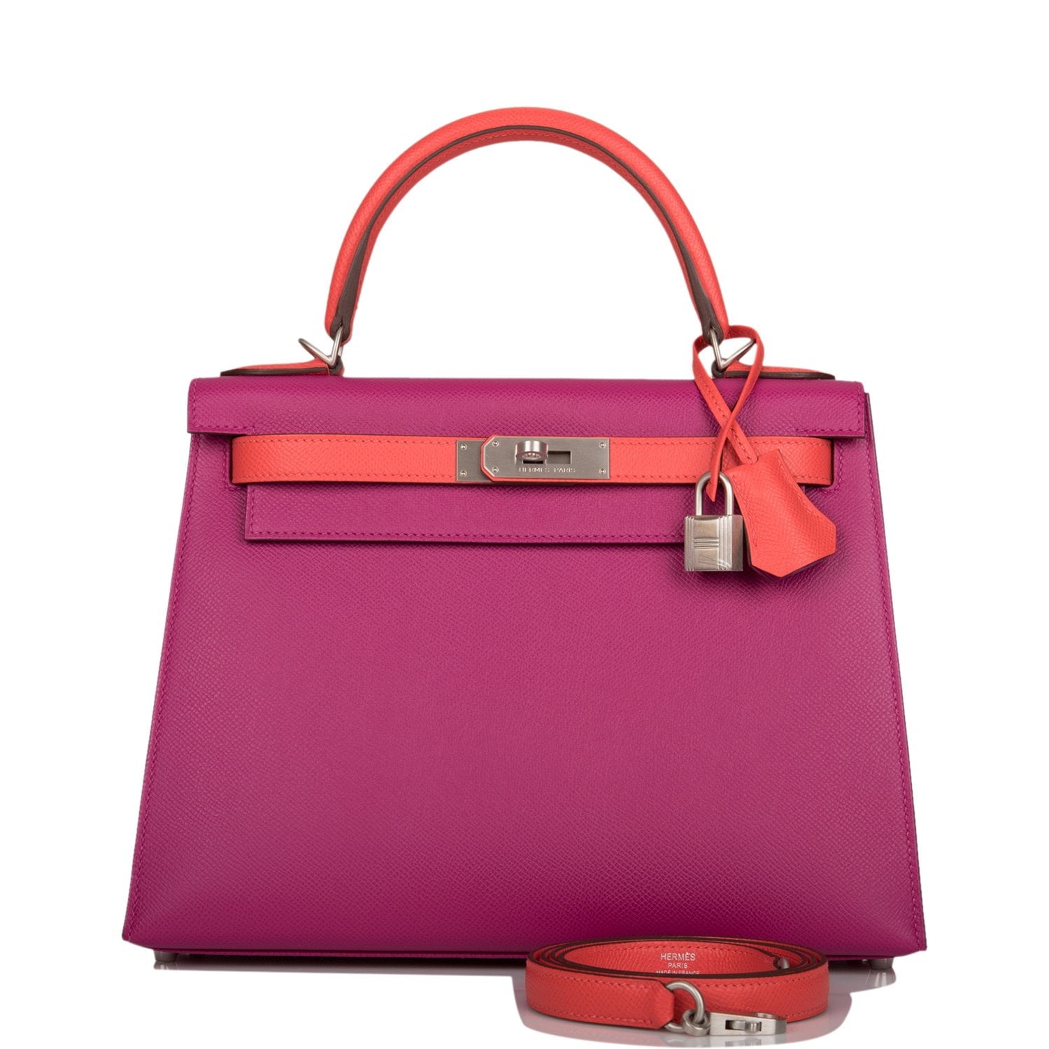 Hermes Special Order (HSS) Kelly Sellier 28 Rose Pourpre and Rose Jaipur- Fashiono