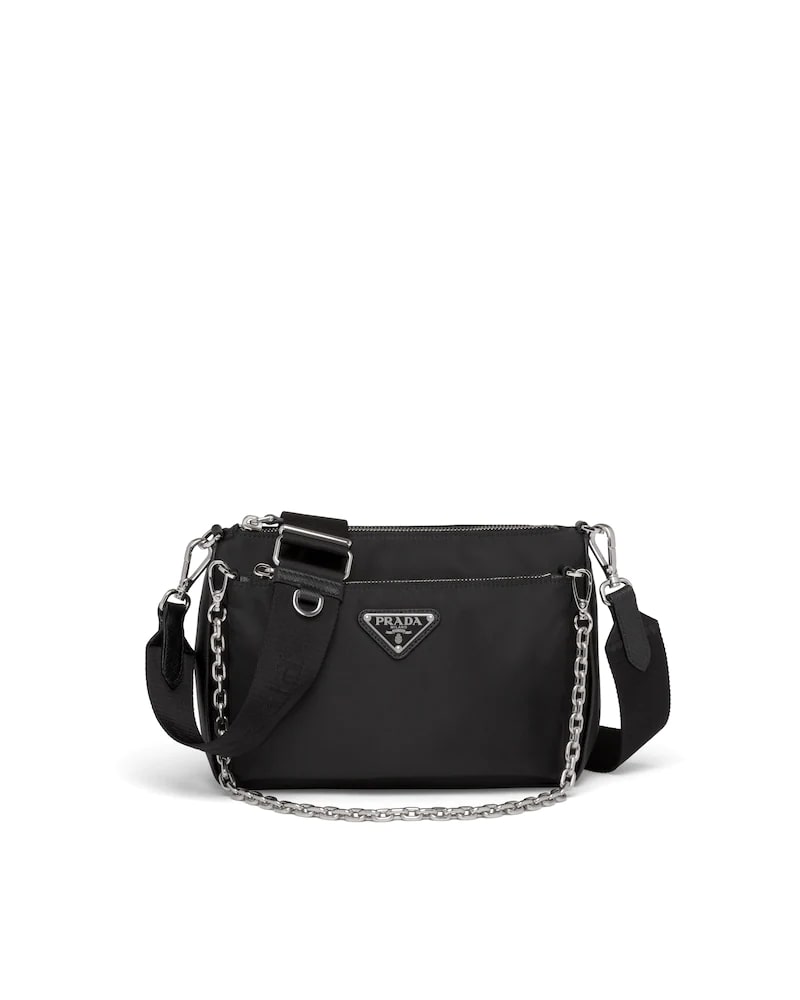 Re - nylon and Saffiano Leather Shoulder Bag - Fashiono